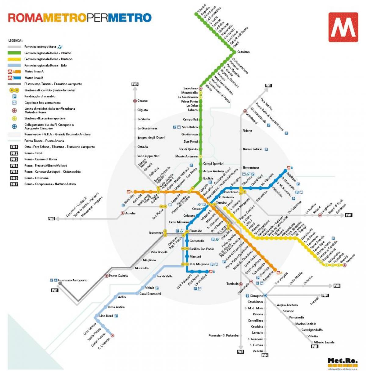 Rome metro map-Jahr 2016