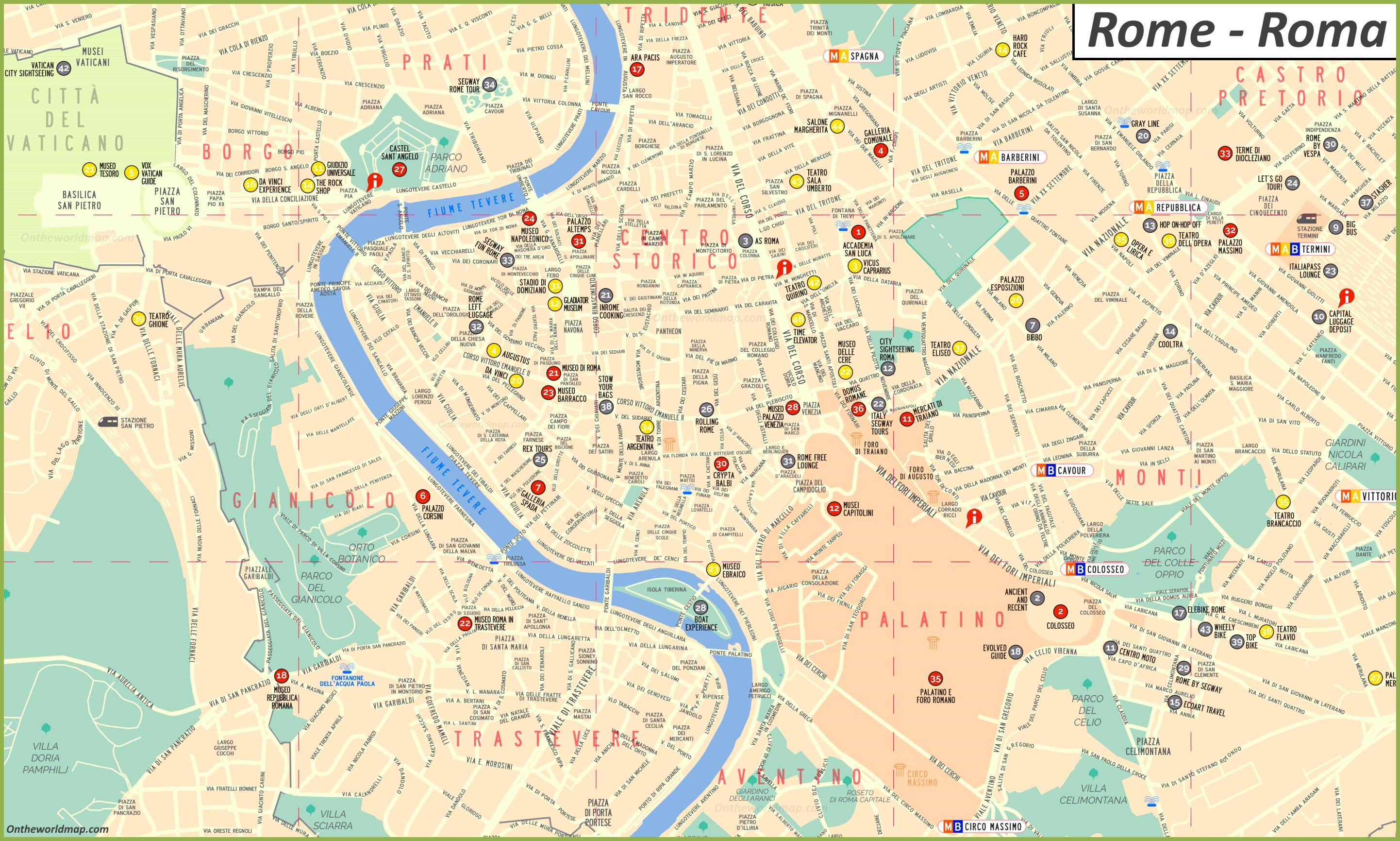 Rom Stadtplan Roma City Map Lazio Italien