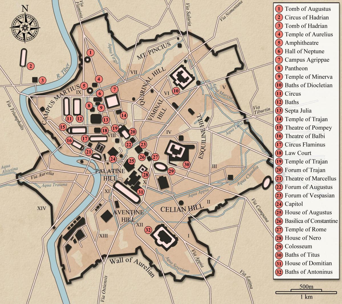 antiken römischen Stadt-layout anzeigen