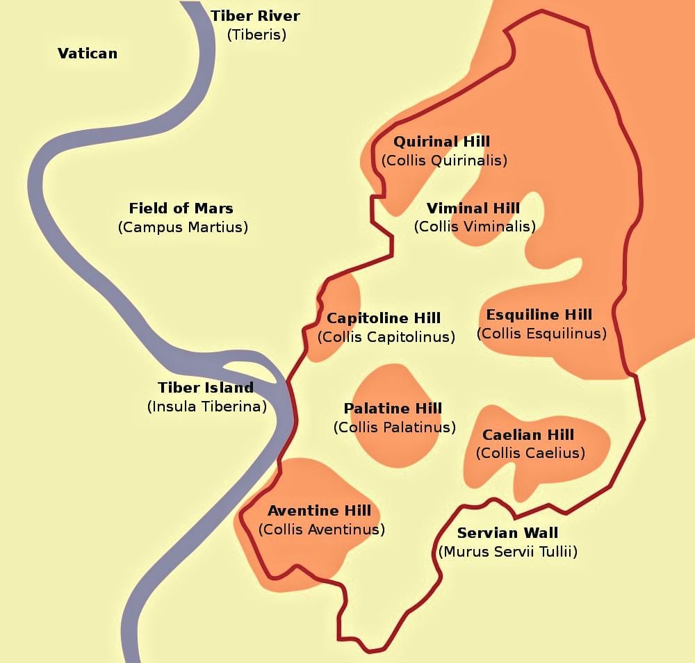 Karte von hills Rome 