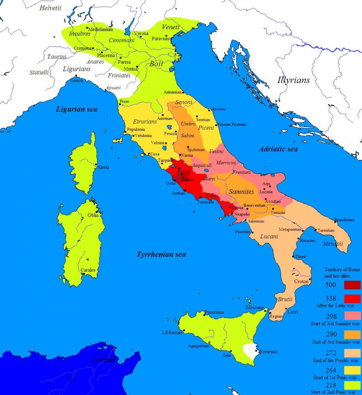 Karte des antiken Rom und die umliegenden Gebiete