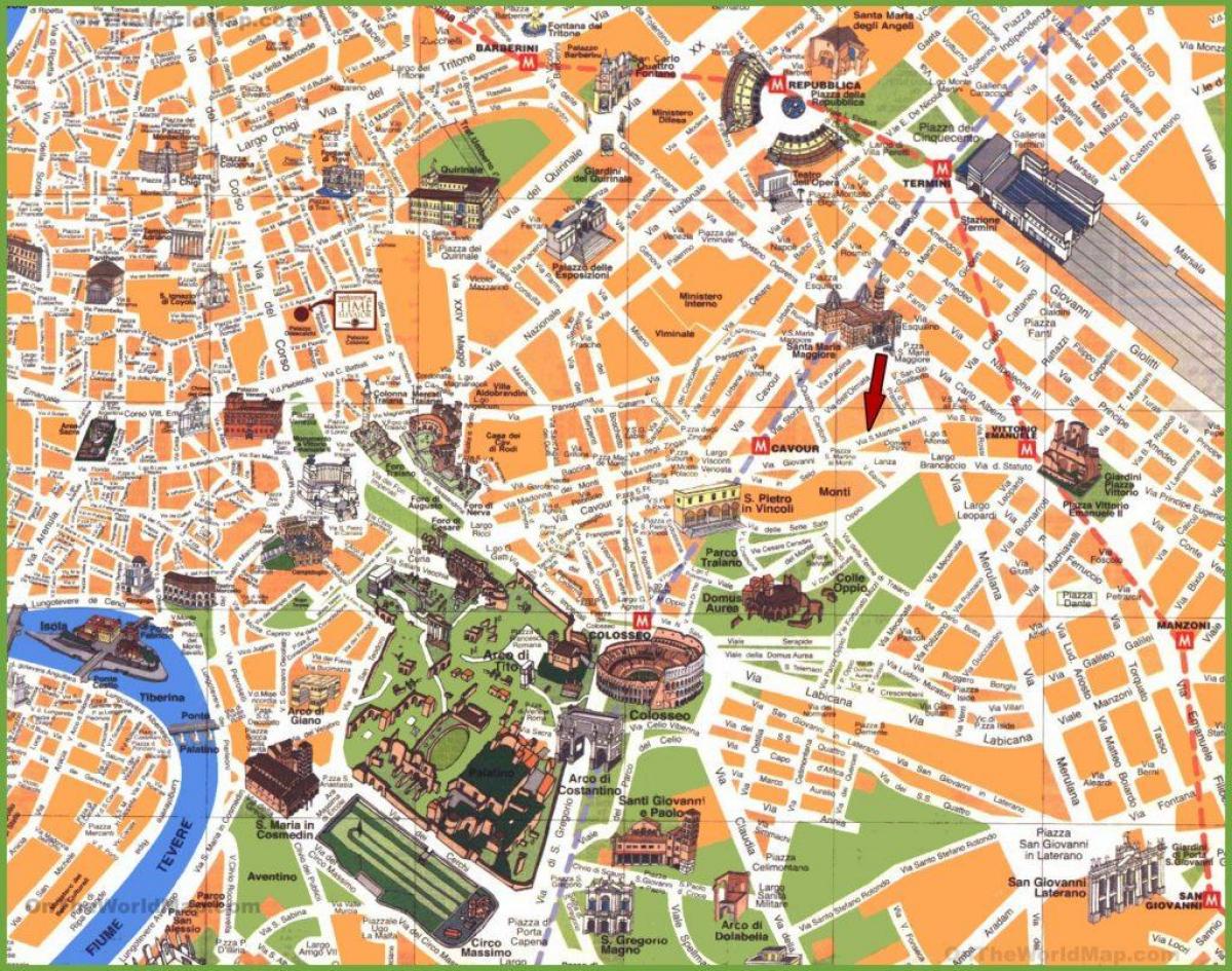 Orte von Interesse in Rom Karte - Rom, Italien-Sehenswürdigkeiten Karte