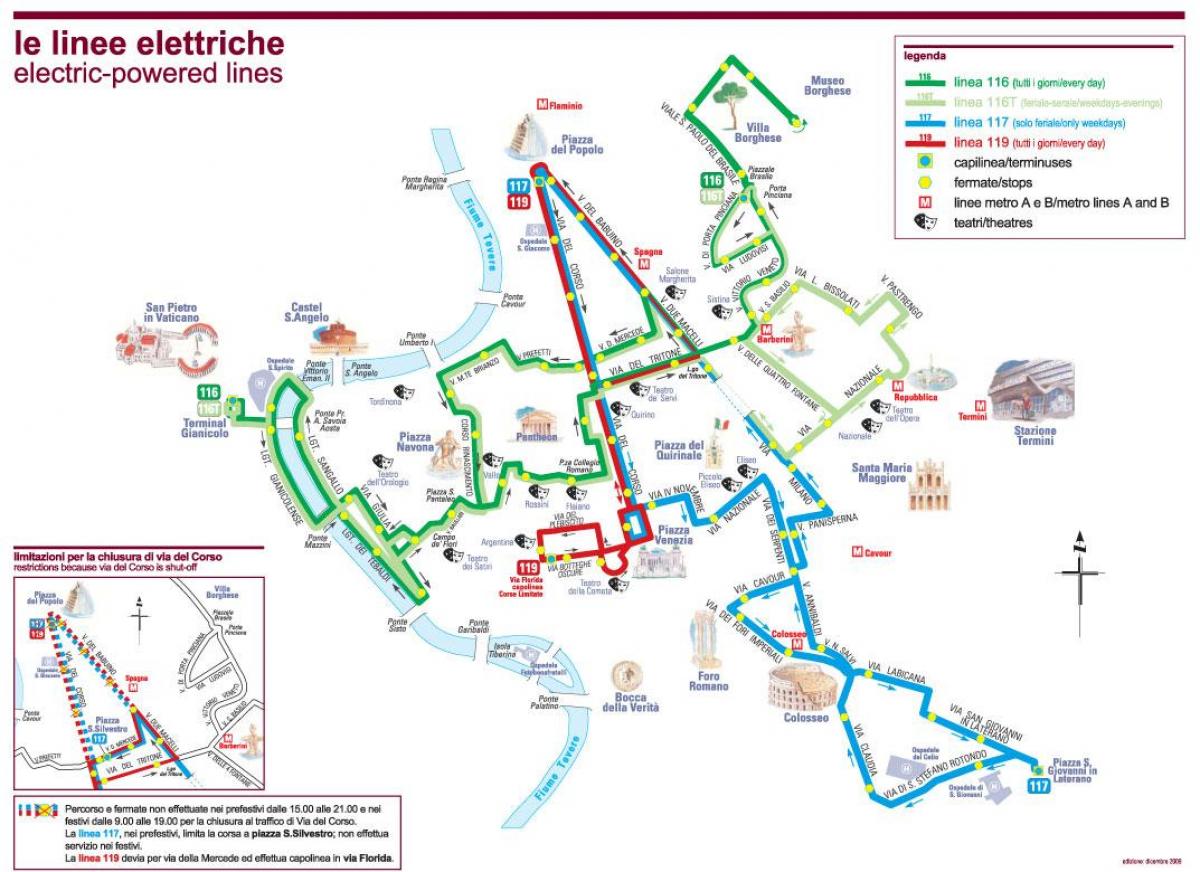 Karte von Rom Elektro-bus 