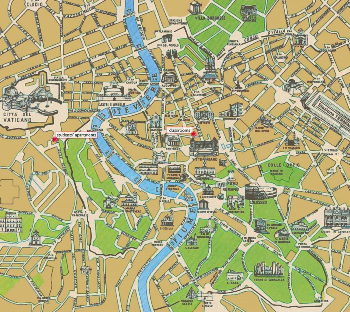 Karte von Rom historisches Zentrum 