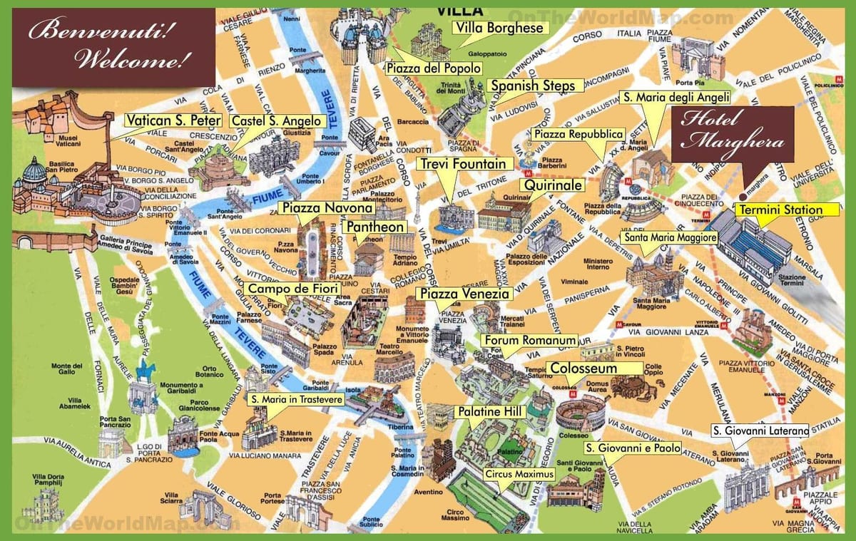 Sehenswürdigkeiten in Rom Karte