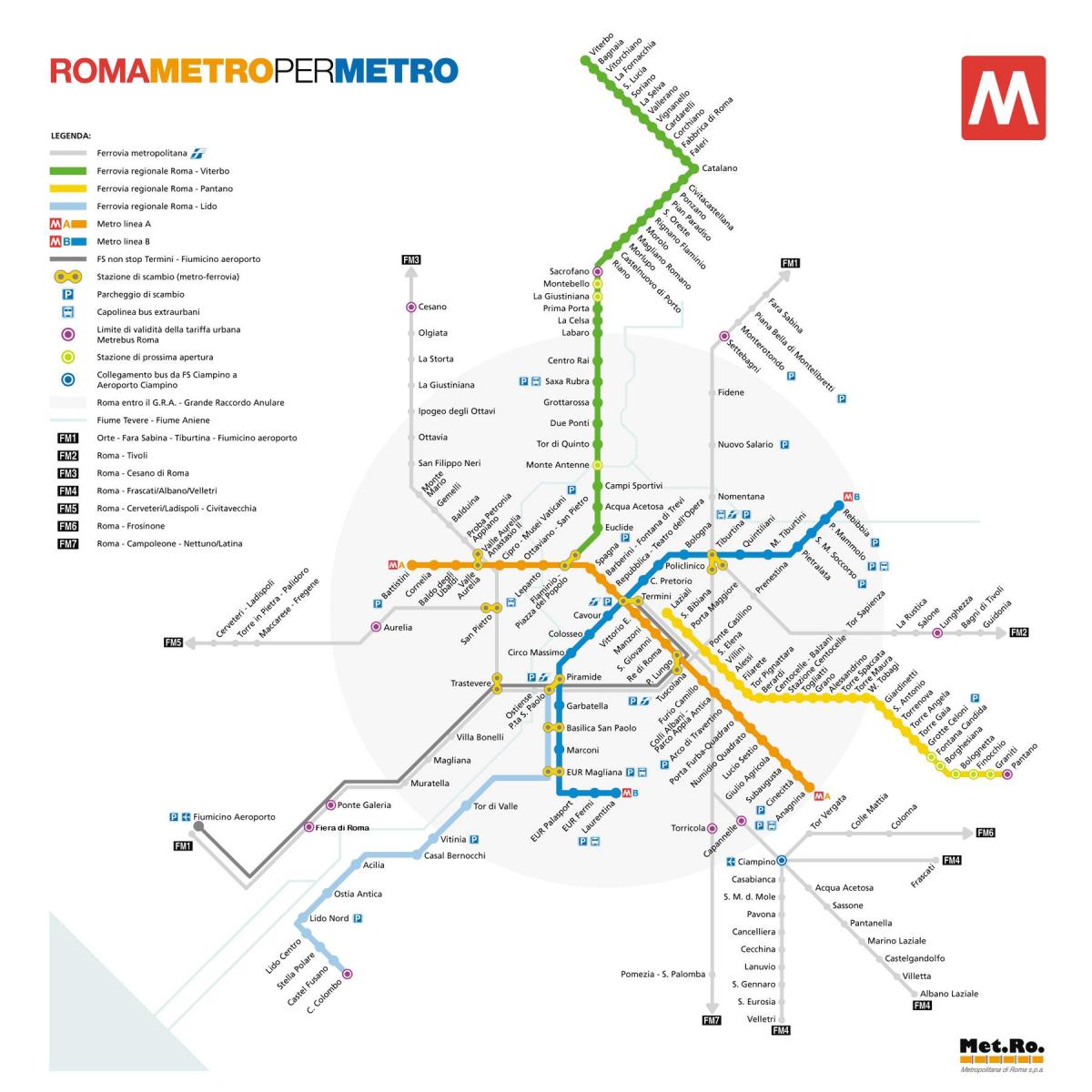 Landkarte von Rom-U-Bahn-station