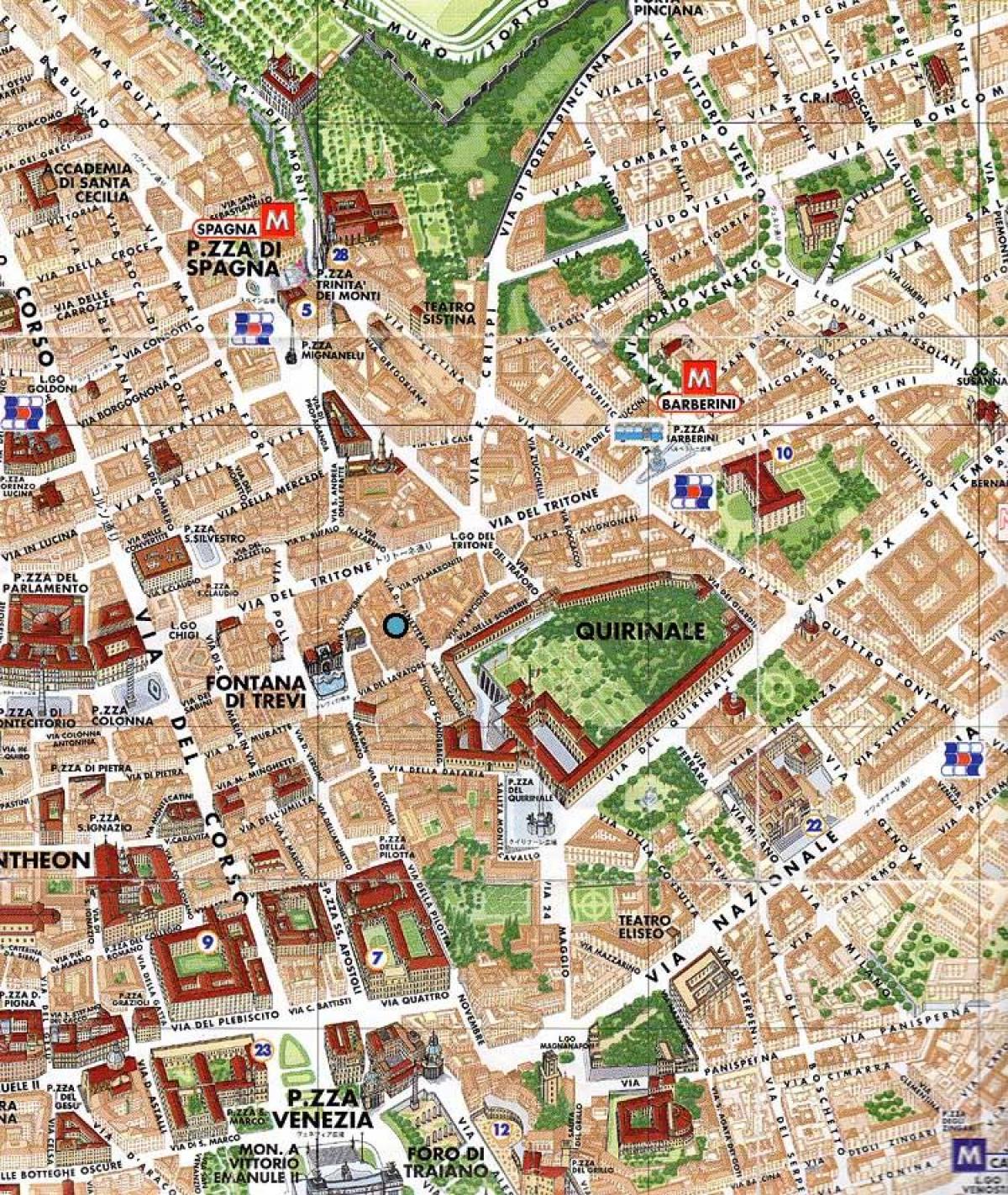 Karte von trevi-Brunnen Rom 