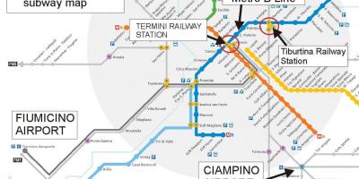 Karte von Rom Flughafen und Bahnhof
