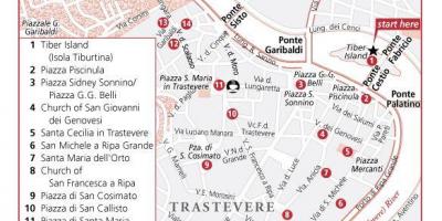 Trastevere Viertel von Rom Karte